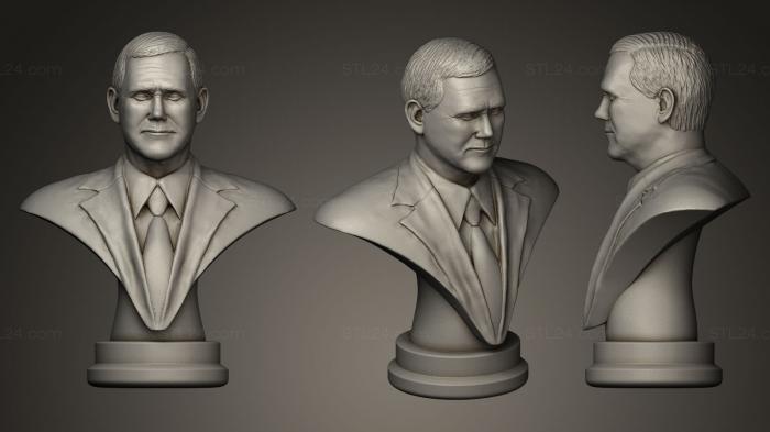 Busts and bas-reliefs of famous people (Mike Pence bust, BUSTC_0707) 3D models for cnc